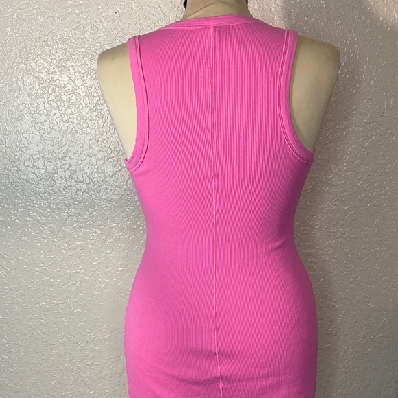 SKIMS Bright Pink Ribbed Mini fitted Dress - Picture 7 of 10